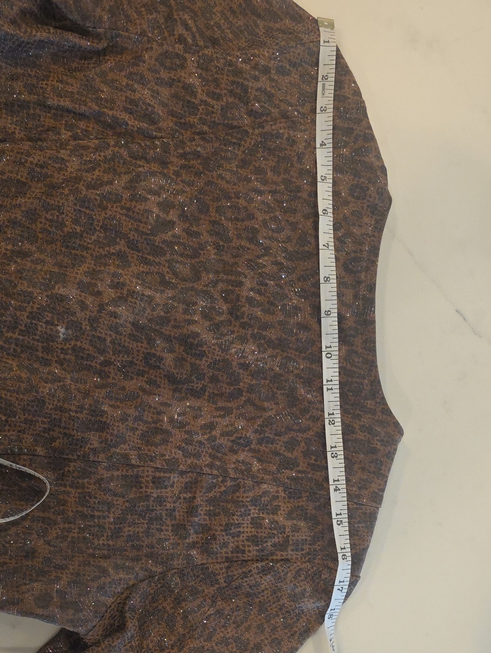 Brown Metallic Leopard Textured Zip-Front Women’s Jacket - Picture 12 of 12